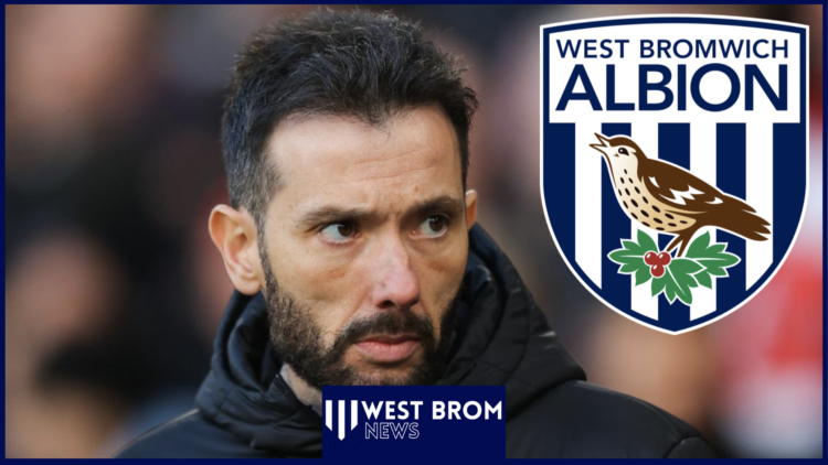 Carlos Corberan and West Brom crest