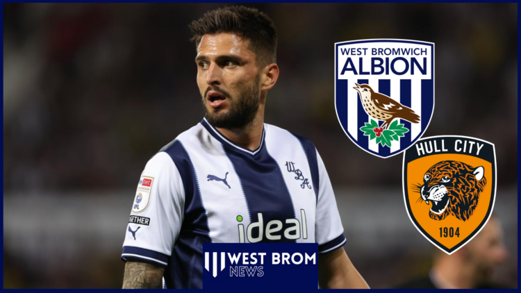 Okay Yokuslu and the West Brom and Hull City badges