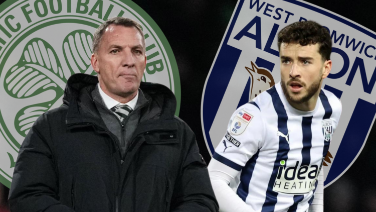 Celtic manager Brendan Rodgers, West Brom loanee Mikey Johnston