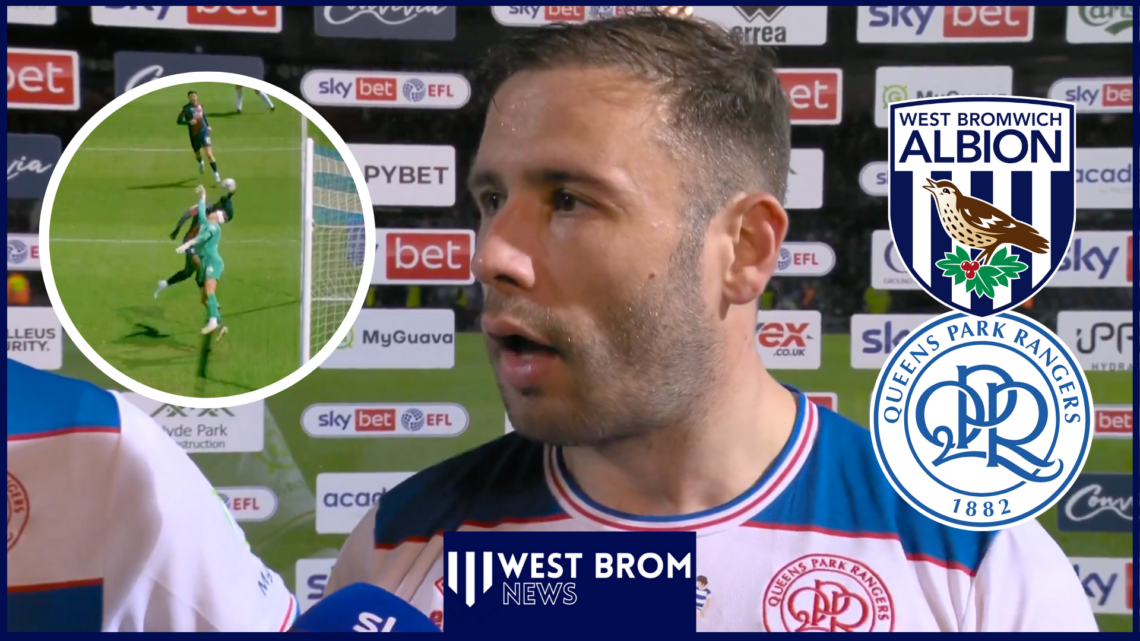 Steve Cook speaking on Sky Sports with West Brom and QPR badges