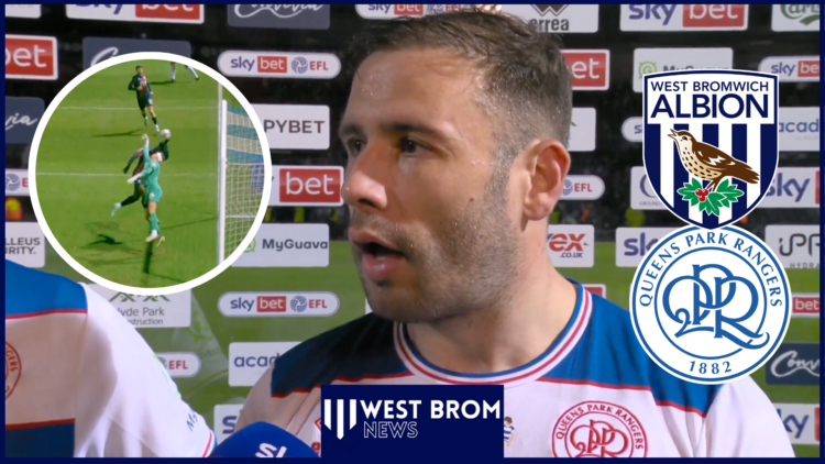 Steve Cook speaking on Sky Sports with West Brom and QPR badges