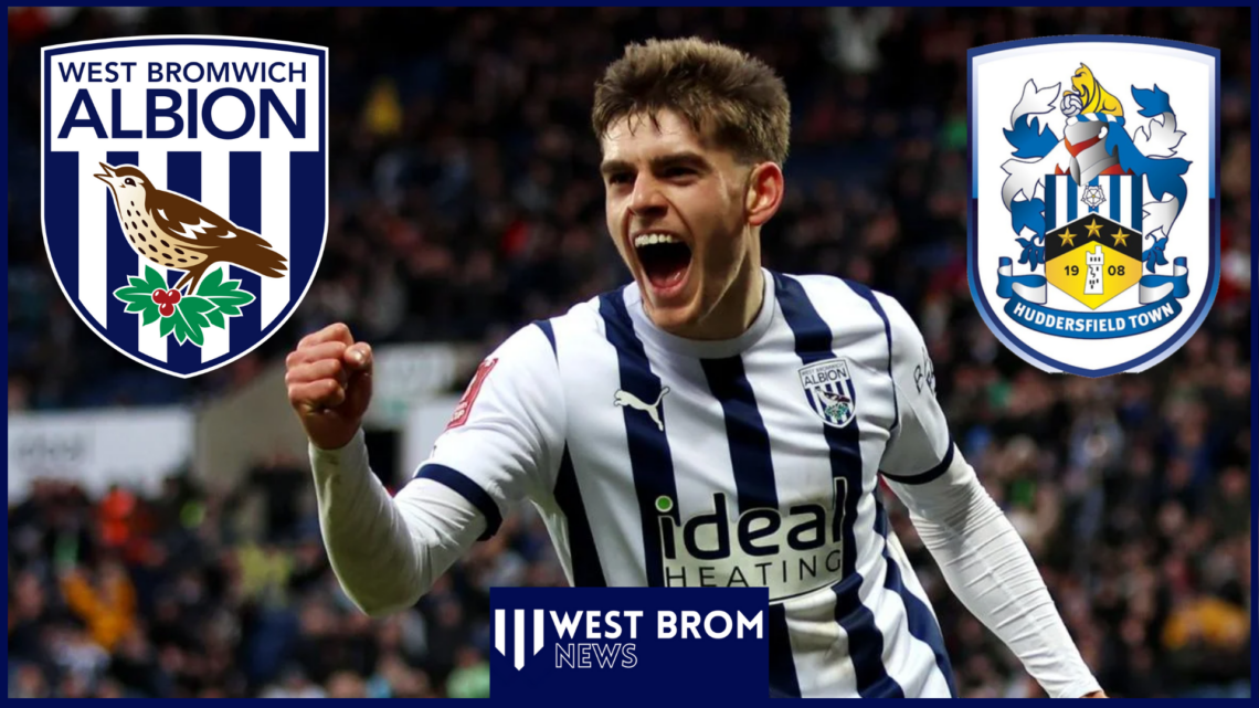 Tom Fellows with West Brom and Huddersfield Town badges