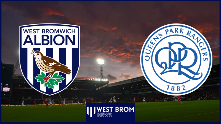 West Brom and QPR badges with The Hawthorns