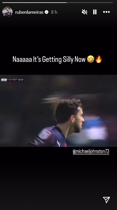 Ruben Lameiras discussing Mikey Johnston goal for West Brom against QPR on Instagram