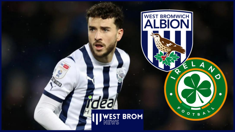 Mikey Johnston with West Brom and Ireland badges
