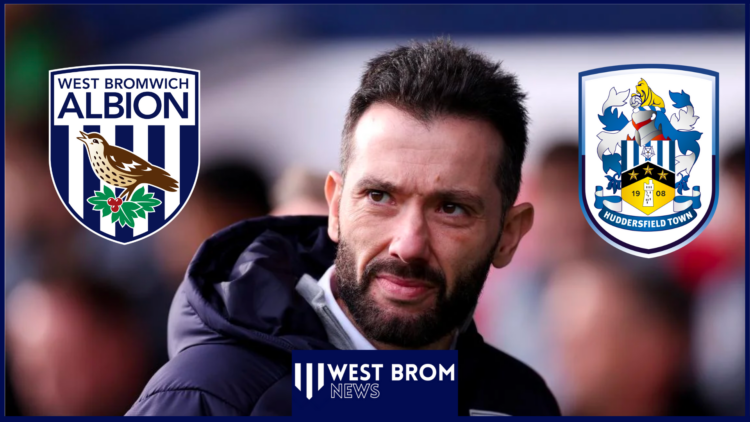 Carlos Corberan with West Brom and Huddersfield badges