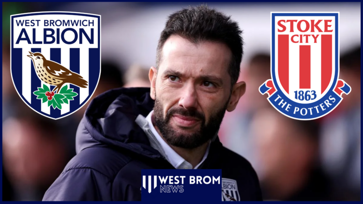 Carlos Corberan with West Brom and Stoke City badges
