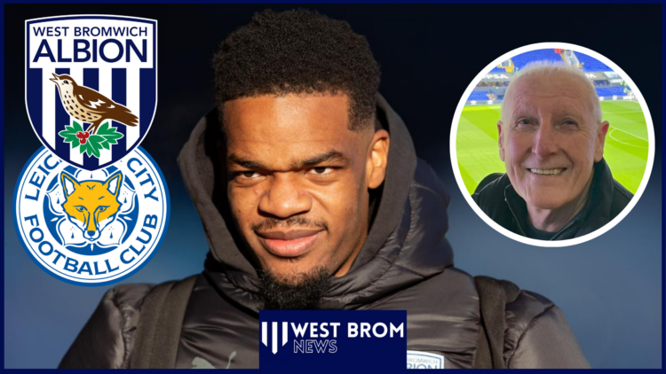 Grady Diangana and Tony Brown with West Brom and Leicester City badges