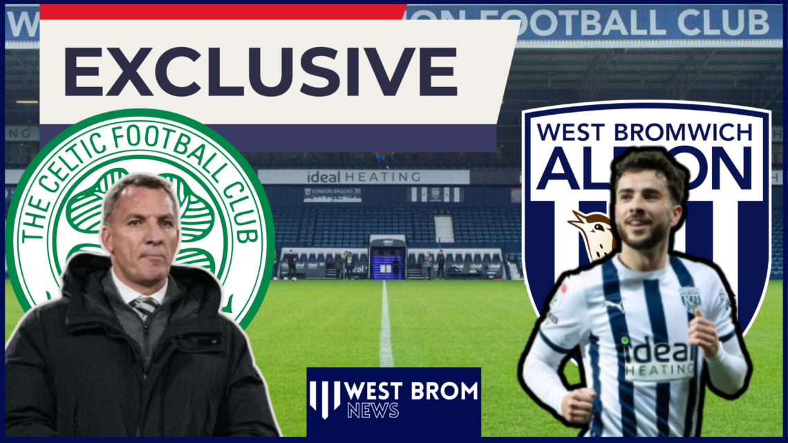 Celtic badge, West Brom badge, Brendan Rodgers, Mikey Johnston, The Hawthorns