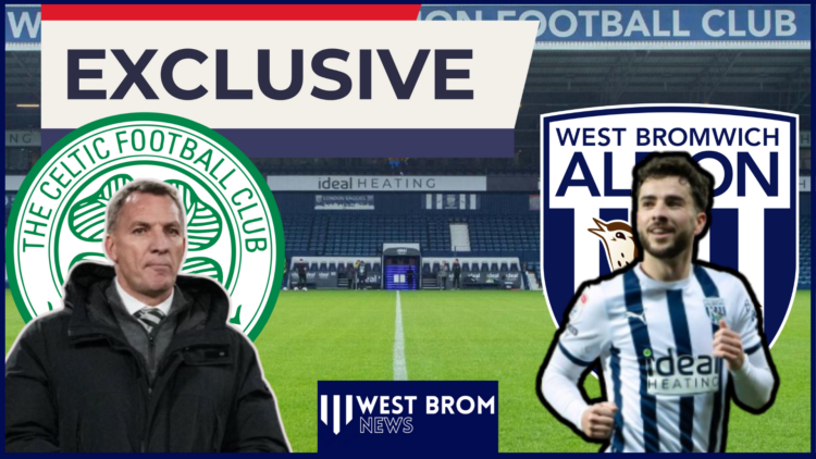 Celtic badge, West Brom badge, Brendan Rodgers, Mikey Johnston, The Hawthorns