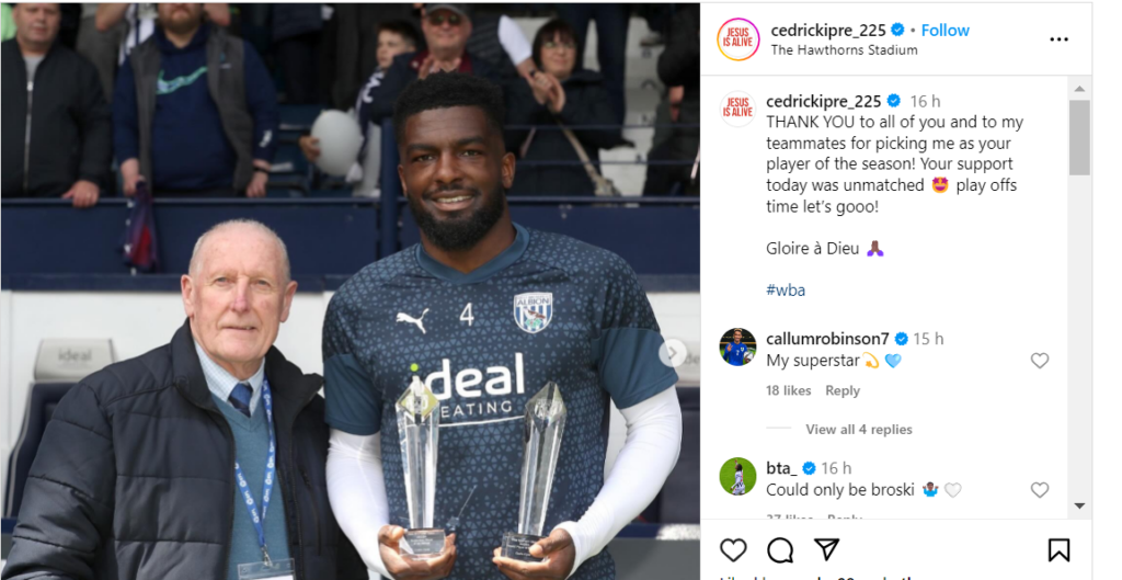 Cedric Kipre Instagram, West Brom