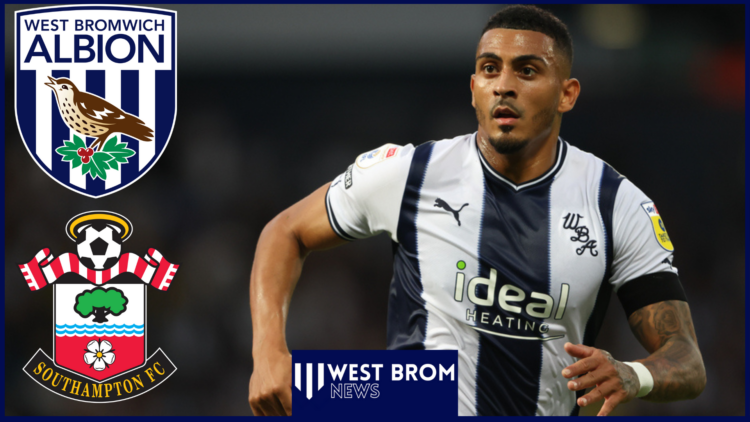 West Brom badge, Southampton badge, Karlan Grant