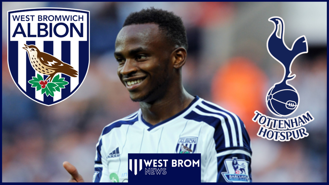Saido Berahino, West Brom badge, Tottenham badge