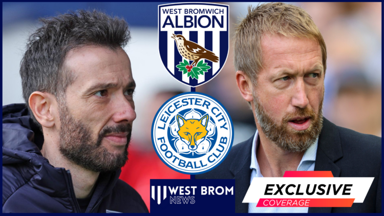 Carlos Corberan, Graham Potter, Leicester City badge, West Brom badge