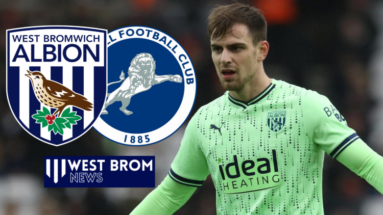West Brom and Millwall badges, Jayson Molumby
