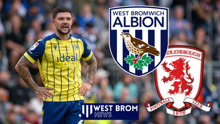 Alex Mowatt, West Brom badge, Middlesbrough badge