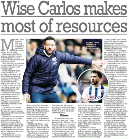 Carlos Corberan, West Brom, Real Madrid, The Football League Paper article