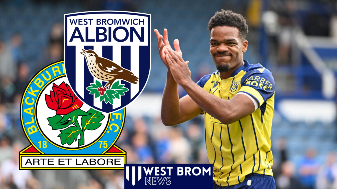 Grady Diangana, West Brom badge, Blackburn Rovers badge