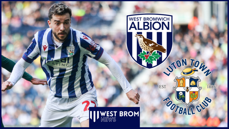 Mikey Johnston, West Brom badge, Luton Town badge