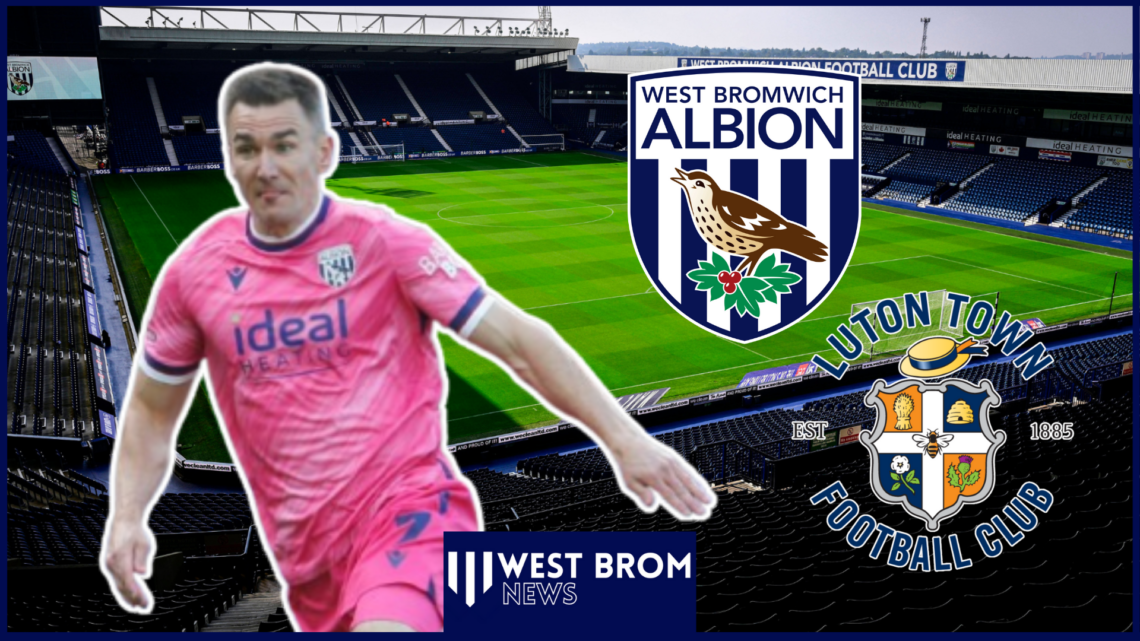 Jed Wallace, West Brom badge, Luton Town badge