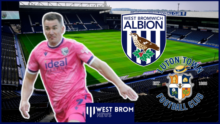 Jed Wallace, West Brom badge, Luton Town badge