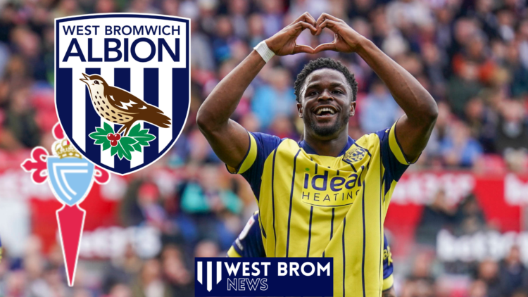 Josh Maja, West Brom badge, Celta Vigo badge