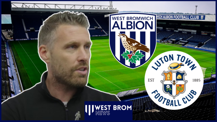 Rob Edwards, West Brom badge, Luton Town badge