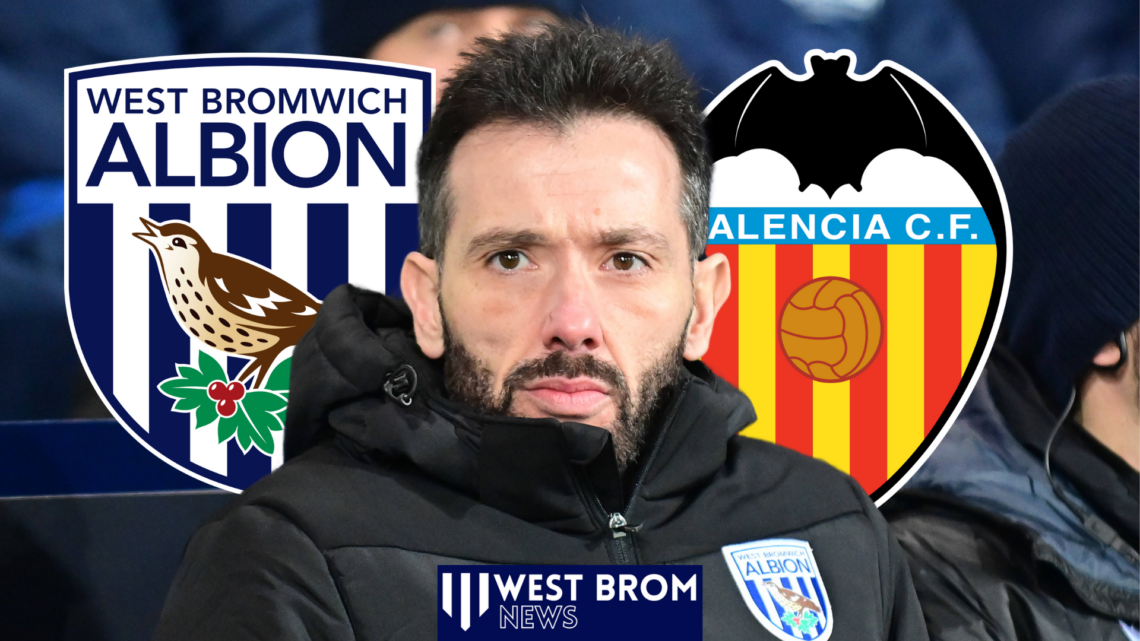 West Brom and Valencia badges, Carlos Corberan