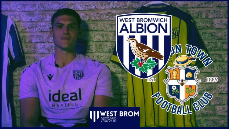 Caleb Taylor, West Brom badge, Luton Town badge