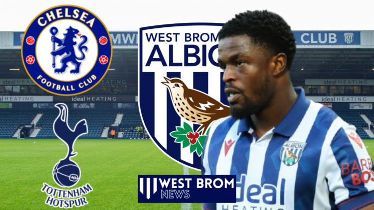Josh Maja, West Brom badge, Chelsea badge, Tottenham badge