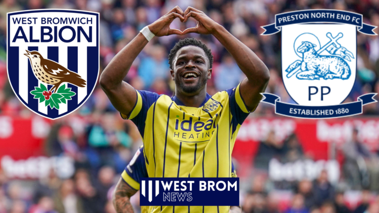 Josh Maja, West Brom badge, Preston North End badge