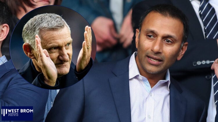 West rom manager Tony Mowbray and Shilen Patel