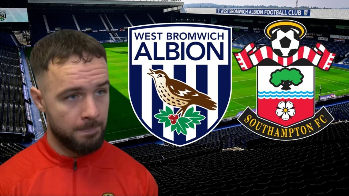 Adam Armstrong, Southampton badge, West Brom badge