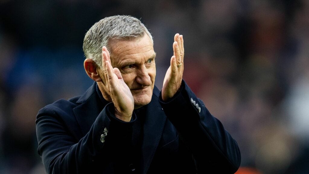 Tony Mowbray clapping West Brom fans