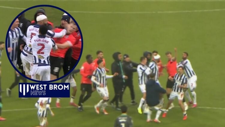 West Brom and Sheffield Wednesday players scuffle