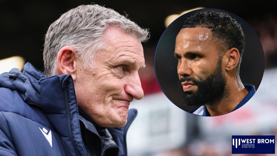West Bom manager Tony Mowbray and Kyle Bartley