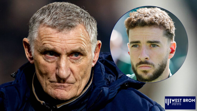 West Brom manager Tony Mowbray and Mikey Johnston