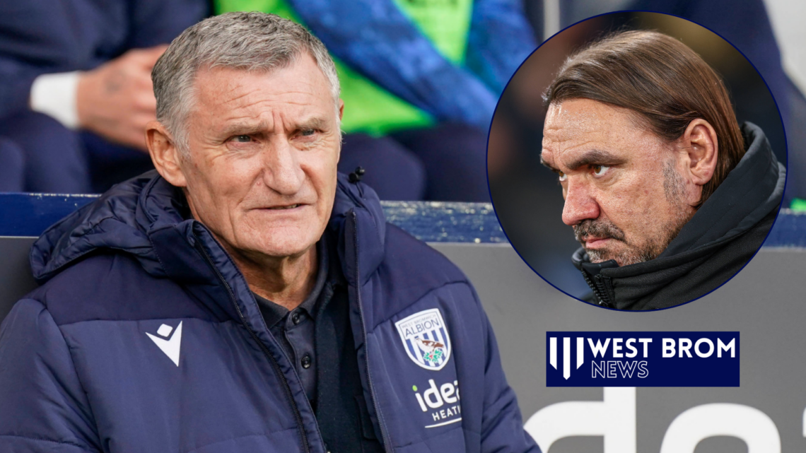 West Brom manager Tony Mowbray and Daniel Farke