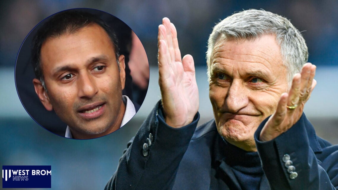 West Brom manager Tony Mowbray and Shilen Patel