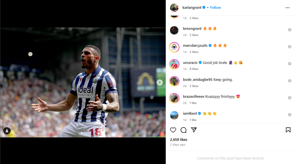 Karlan Grant's Instagram post