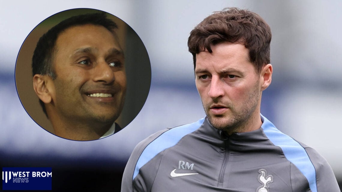 West Brom owner Shilen Patel and Tottenham coach Ryan Mason