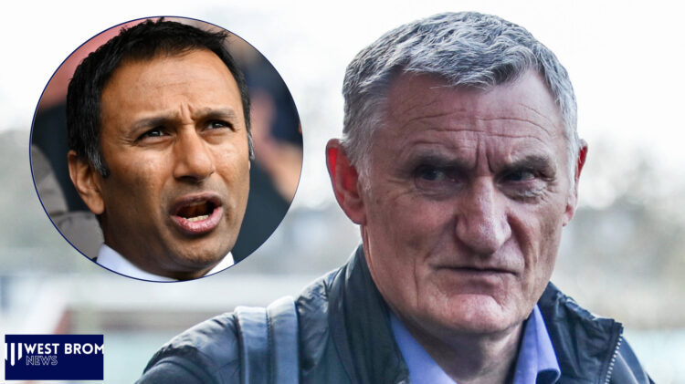 West Brom manager Tony Mowbray and Shilen Patel