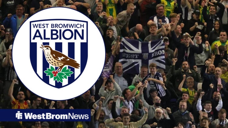 West Brom fans celebrate in fron