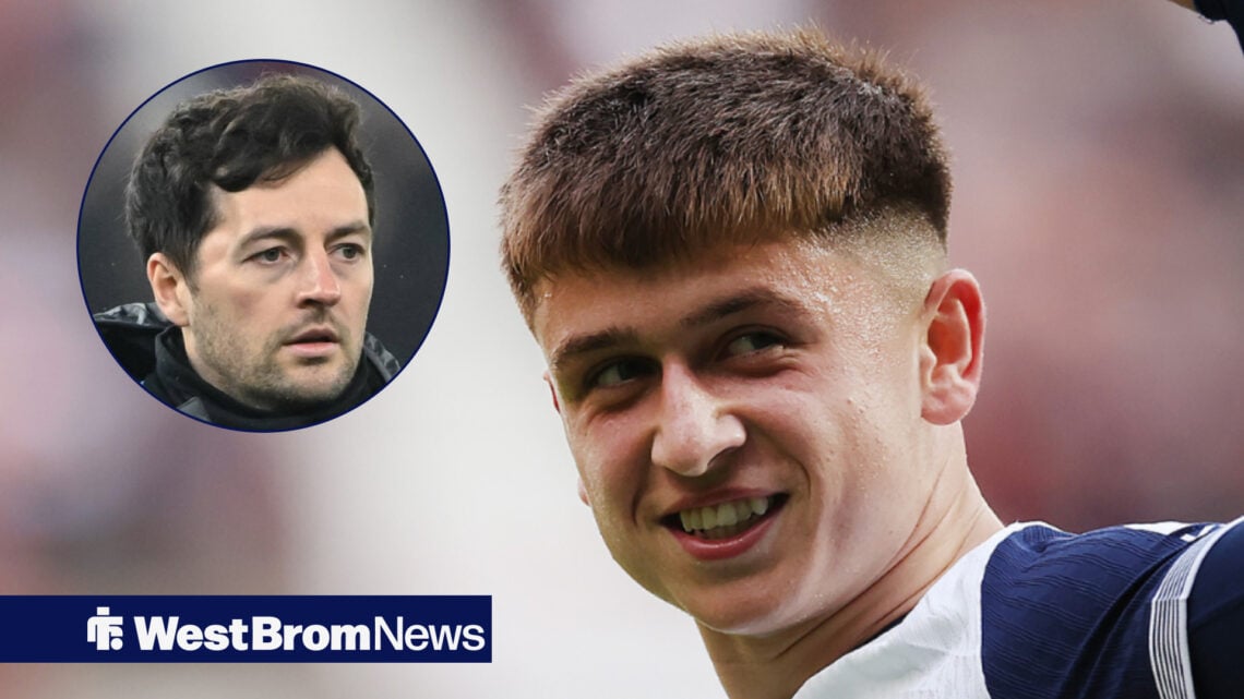 West Brom manager Ryan Mason and Tottenham forward Mikey Moore