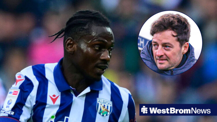 West Brom midfielder Ousmane Diakite and Ryan Mason