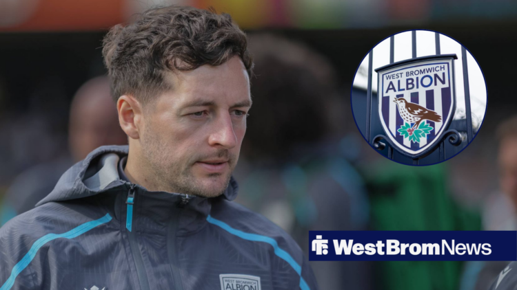 An image of Ryan Mason with a circular inset of the West Brom badge.