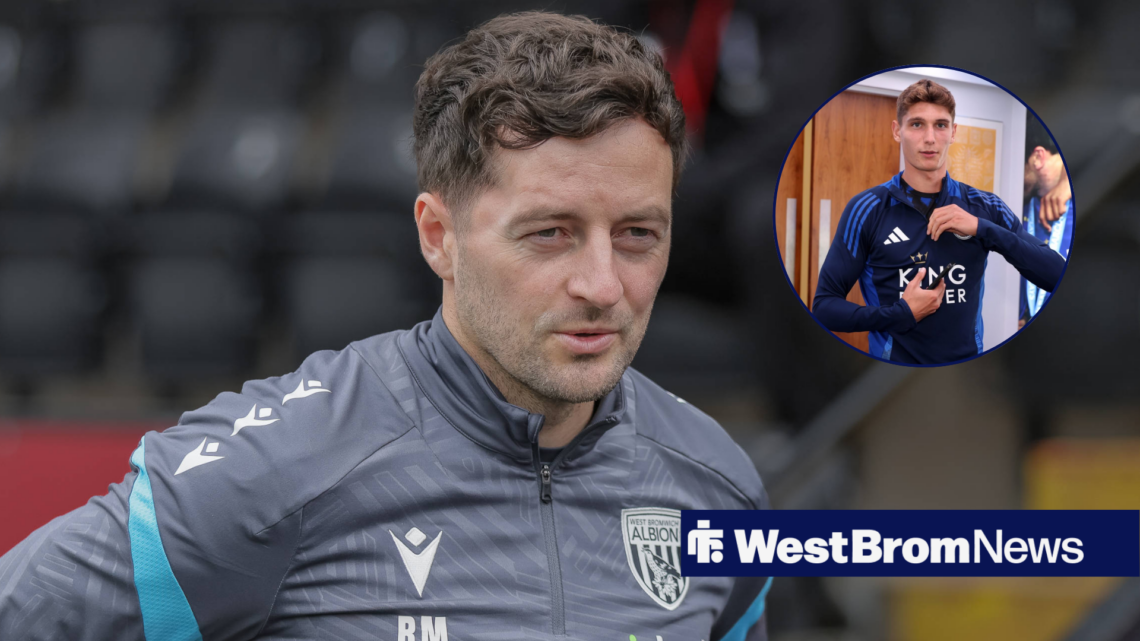 West Brom manager Ryan Mason and Ben Nelson in the circular inert