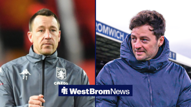 A side by side image of John Terry and West Brom manager Ryan Mason