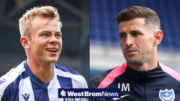 An image of Aune Heggebo playing for West Bromwich Albion next to an image of John Mousinho at Fratton Park.