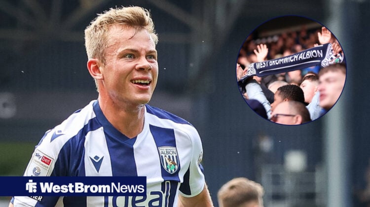 West Brom striker Aune Heggebo and West Brom fans.